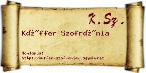 Küffer Szofrónia névjegykártya